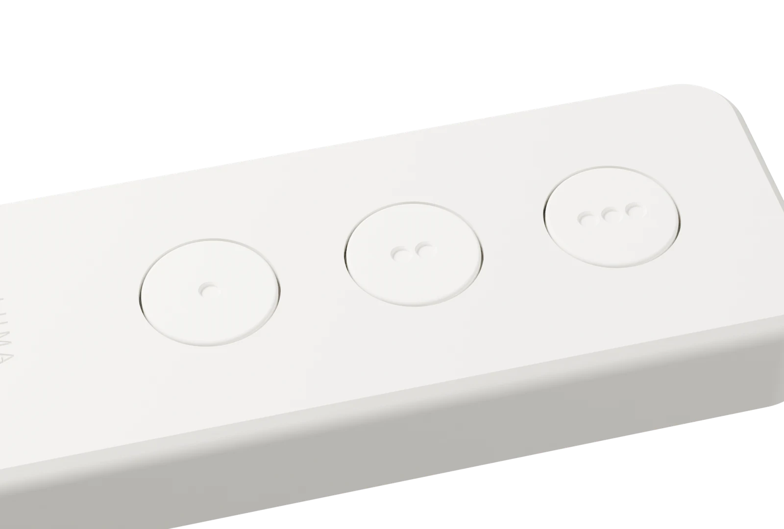 Close-up of the original one-, two- and three-dot keycaps